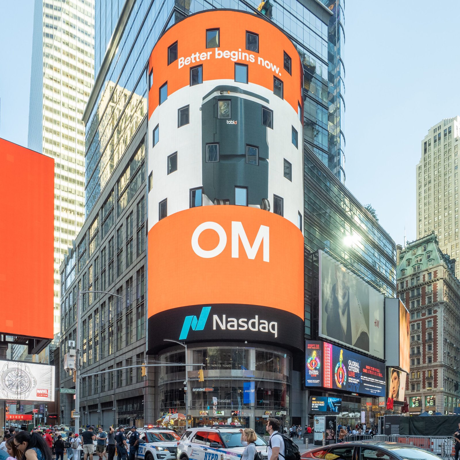 The Nasdaq MarketSite tower in Times Square, New York