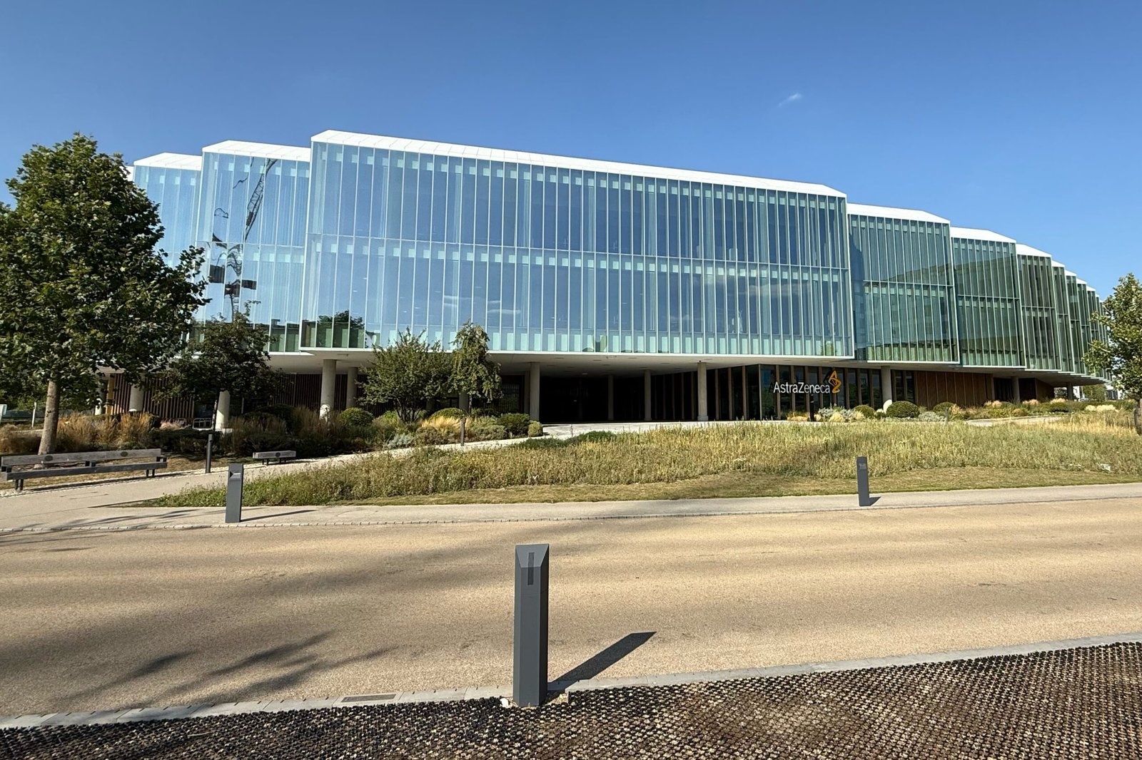 AstraZeneca's headquarters building on the Cambridge Biomedical Campus in England.