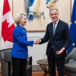 Canadian Prime Minister Mark Carney, on the right, with European Commission President Ursula von der Leyen in Rome in May 2025.