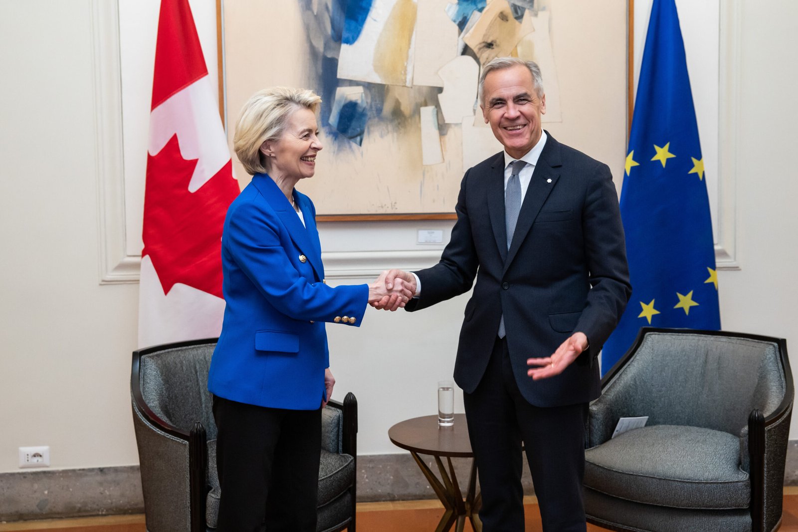 Canadian Prime Minister Mark Carney, on the right, with European Commission President Ursula von der Leyen in Rome in May 2025.