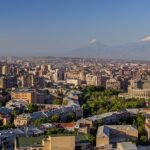 Panorama of Yerevan, the capital of Armenia, with Mount Ararat visible in the distance.