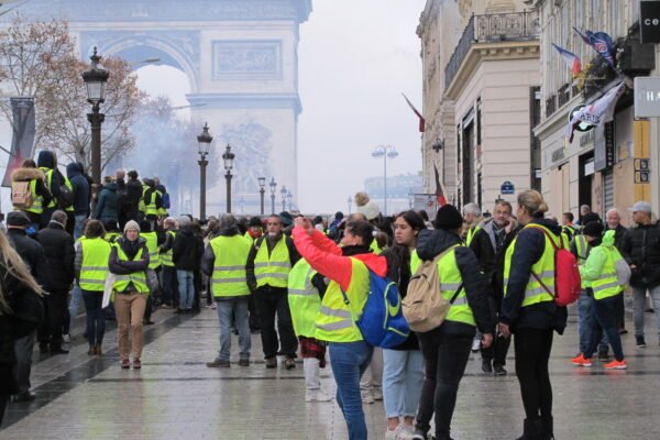 Protesters in yellow vests marching in Paris (file photo from December 2018).