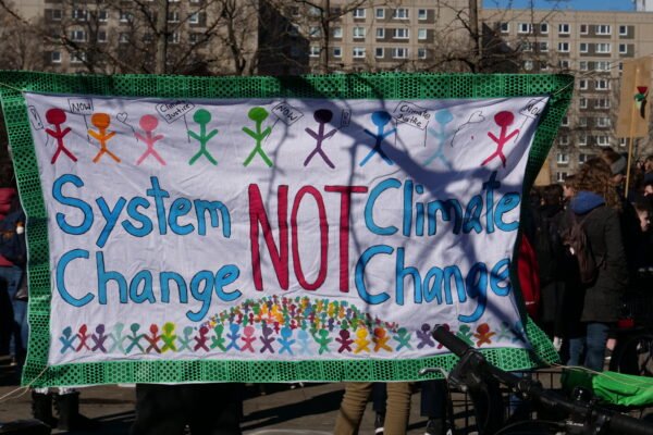 Young demonstrators gather at a protest rally in Berlin.