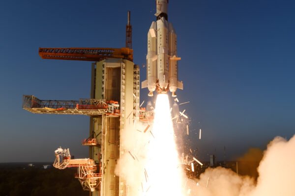 A GSLV rocket lifting off from the Satish Dhawan Space Centre in Sriharikota, India.