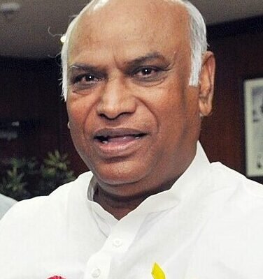 Congress president Mallikarjun Kharge, who moved the resolution at the opposition's symbolic public impeachment proceeding in New Delhi.