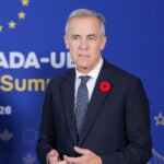 Canadian Prime Minister Mark Carney at the EU-Canada Summit in Montreal, October 2026.