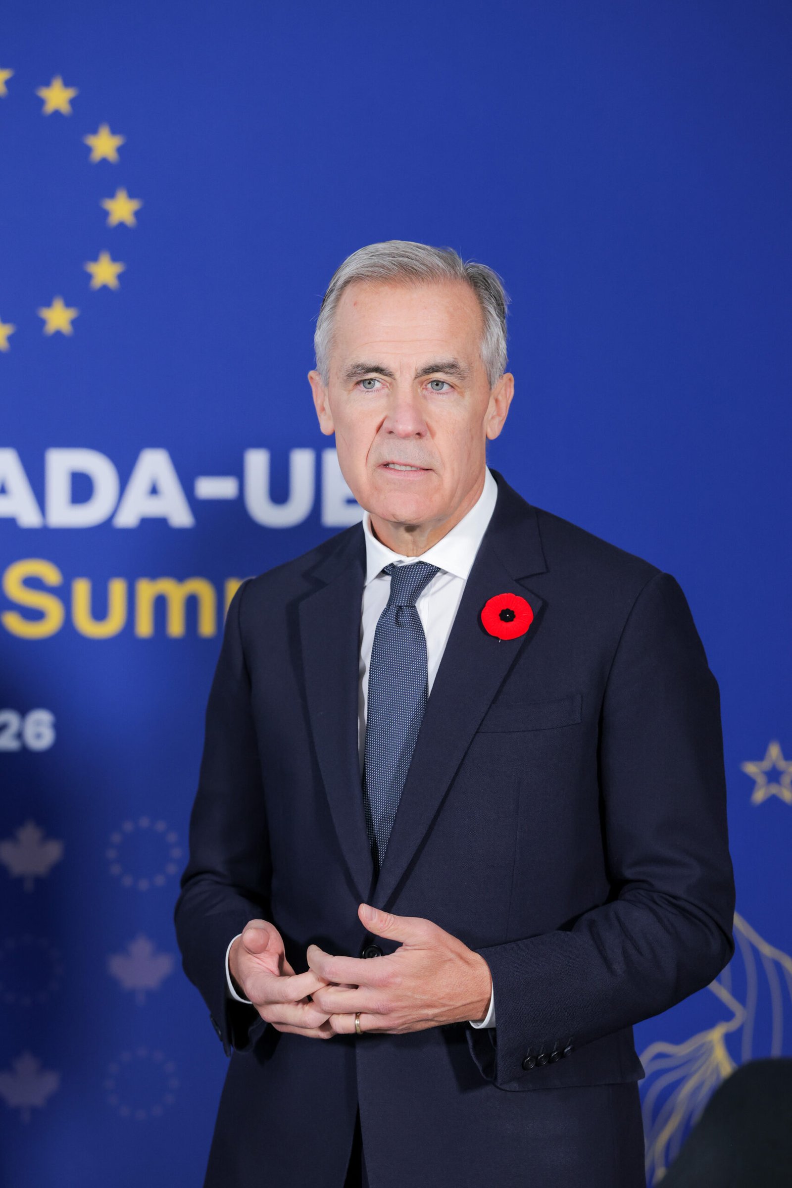 Canadian Prime Minister Mark Carney at the EU-Canada Summit in Montreal, October 2026.