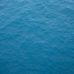 An aerial view of the deep blue surface of the open ocean.