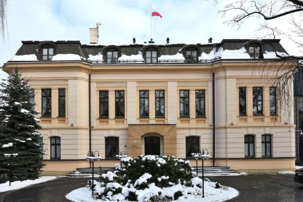 The seat of Poland's Constitutional Tribunal in Warsaw, seen in winter.