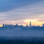 The Kyiv skyline across the Dnipro river