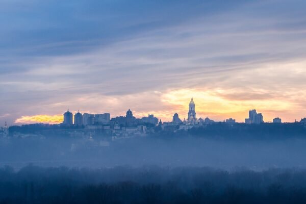 The Kyiv skyline across the Dnipro river